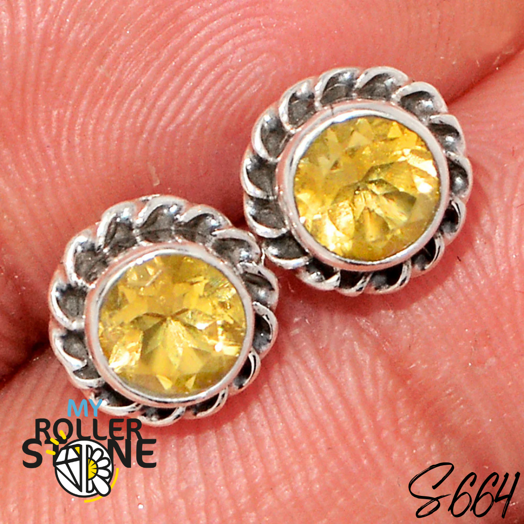 Boucles d’Oreilles puce Argent Citrine S664 - Bagues