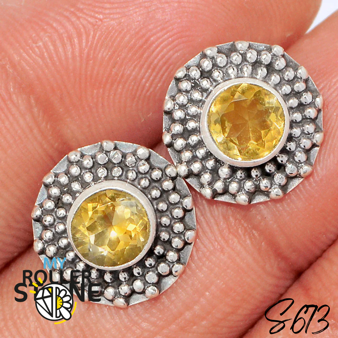 Boucles d’Oreilles puce Argent Citrine S673 - Bagues
