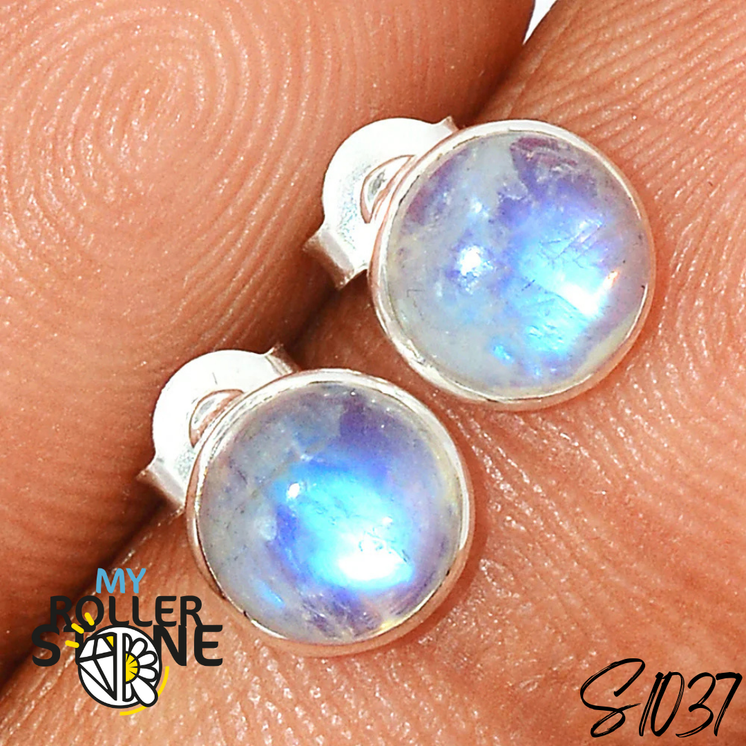 Boucles d’Oreilles Puces Pierre de Lune S1037 - Boucles d’oreilles