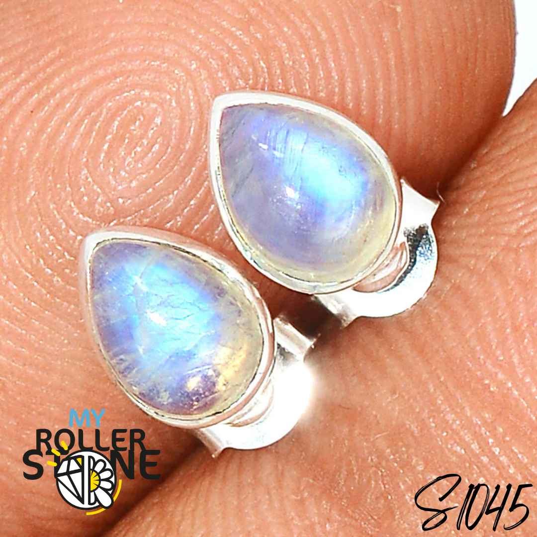 Boucles d’Oreilles Puces Pierre de Lune S1045 - Boucles d’oreilles