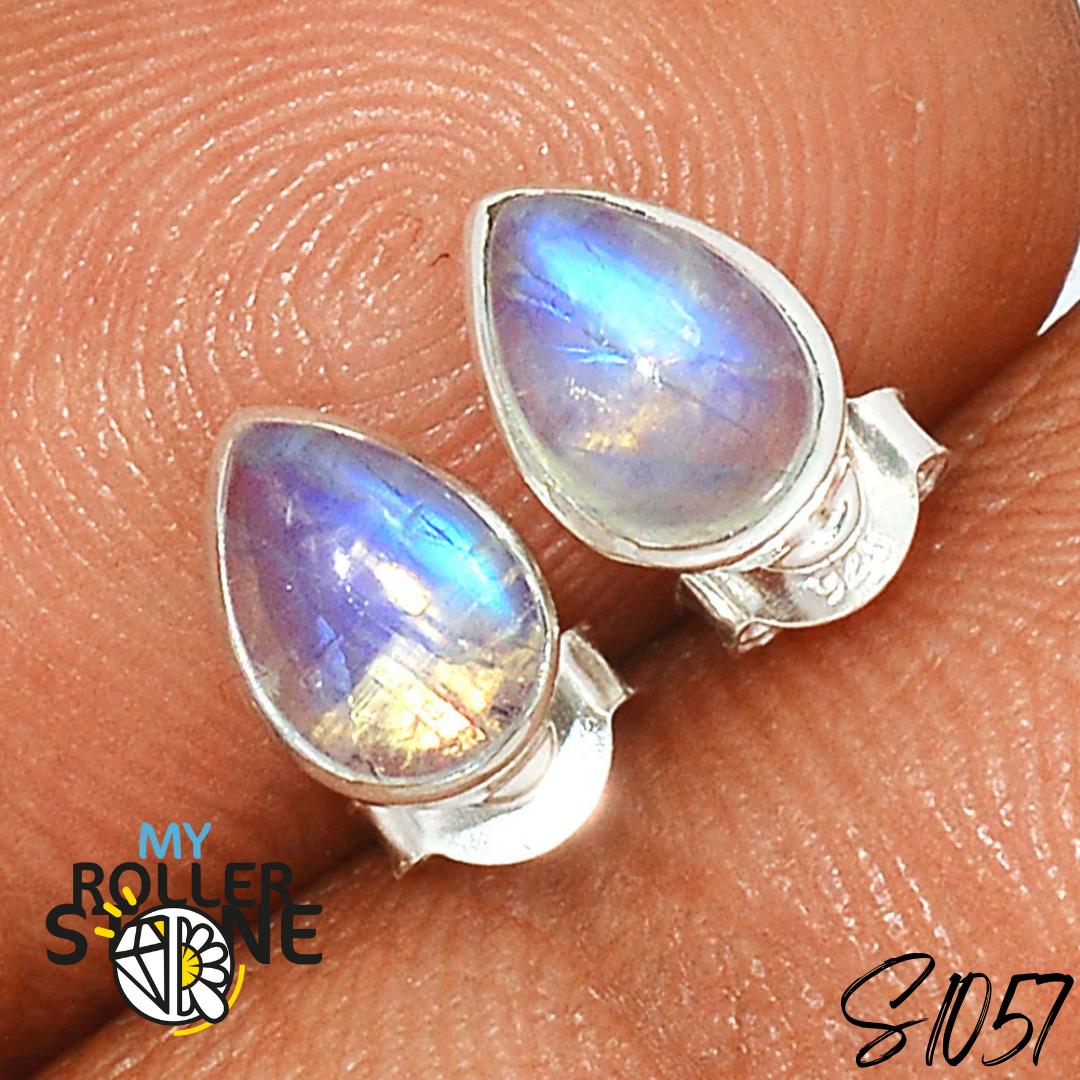 Boucles d’Oreilles Puces Pierre de Lune S1057 - Boucles d’oreilles