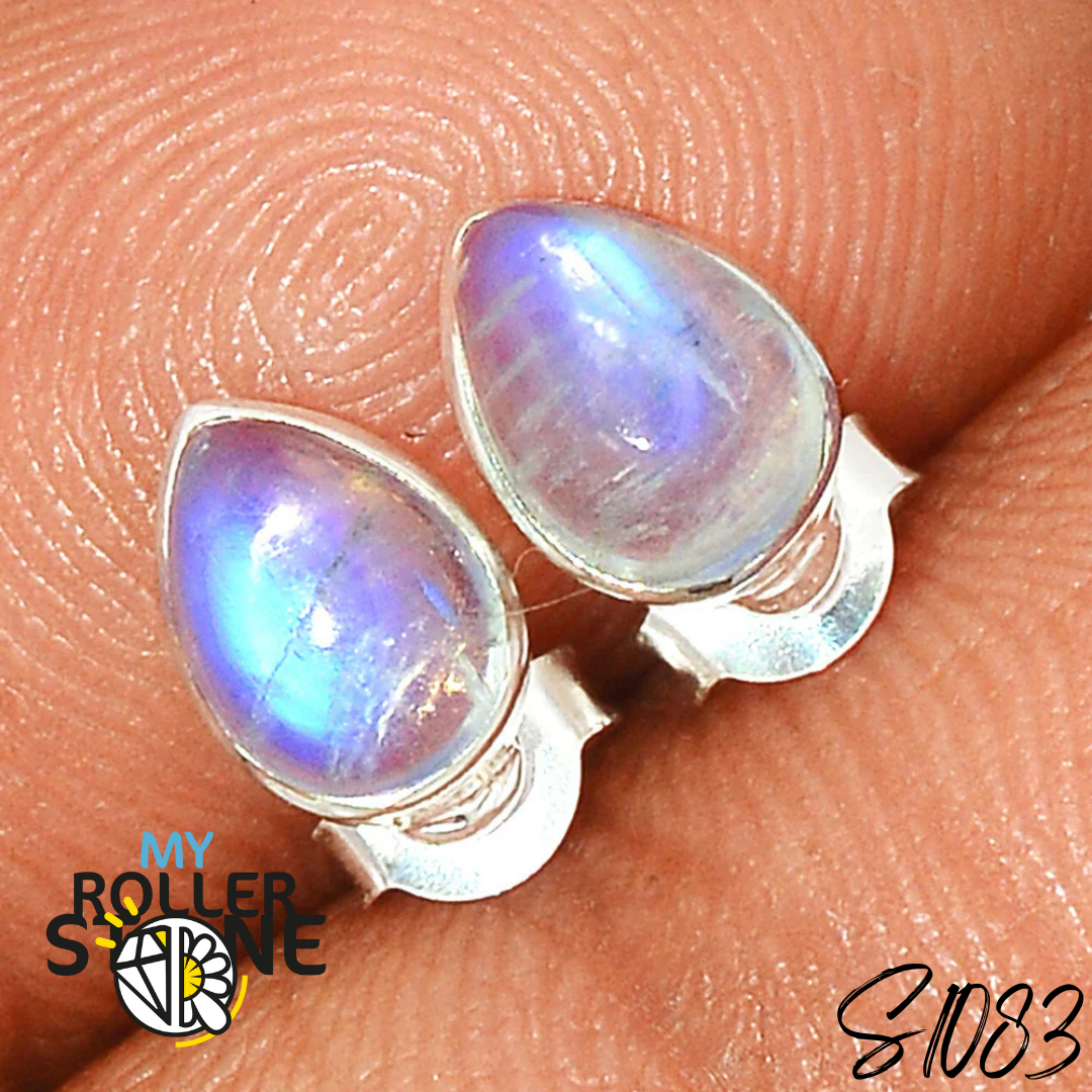 Boucles d’Oreilles Puces Pierre de Lune S1083 - Boucles d’oreilles