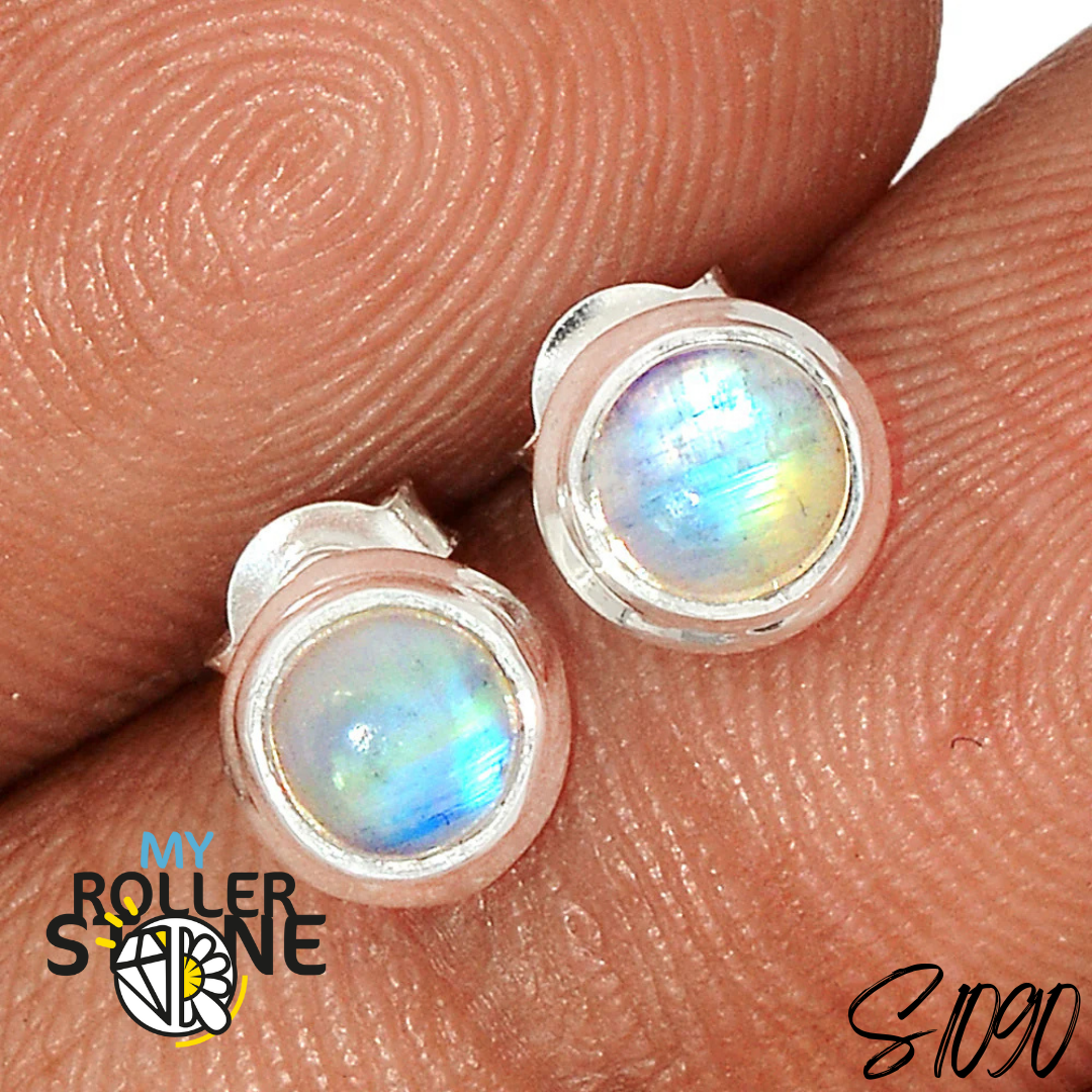 Boucles d’Oreilles Puces Pierre de Lune S1090 - Boucles d’oreilles