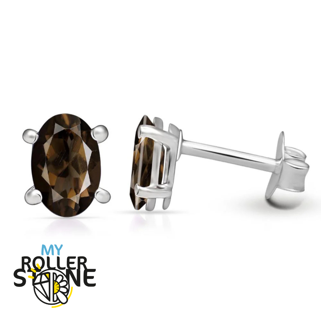 Boucles d’oreilles Quartz fumé Oval 6X4 MM