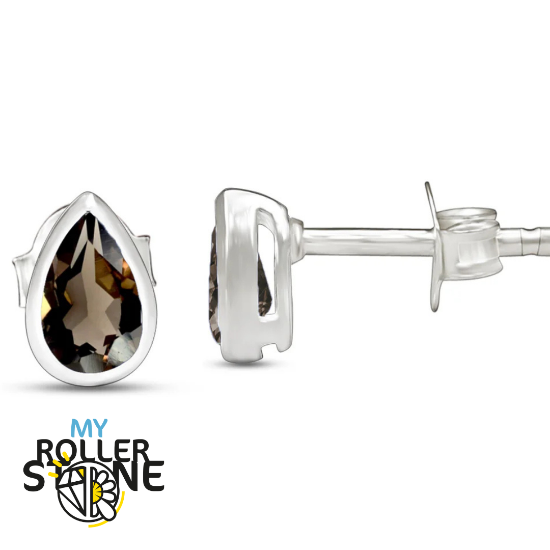 Boucles d’oreilles Quartz Fumé Poire 5X3 MM