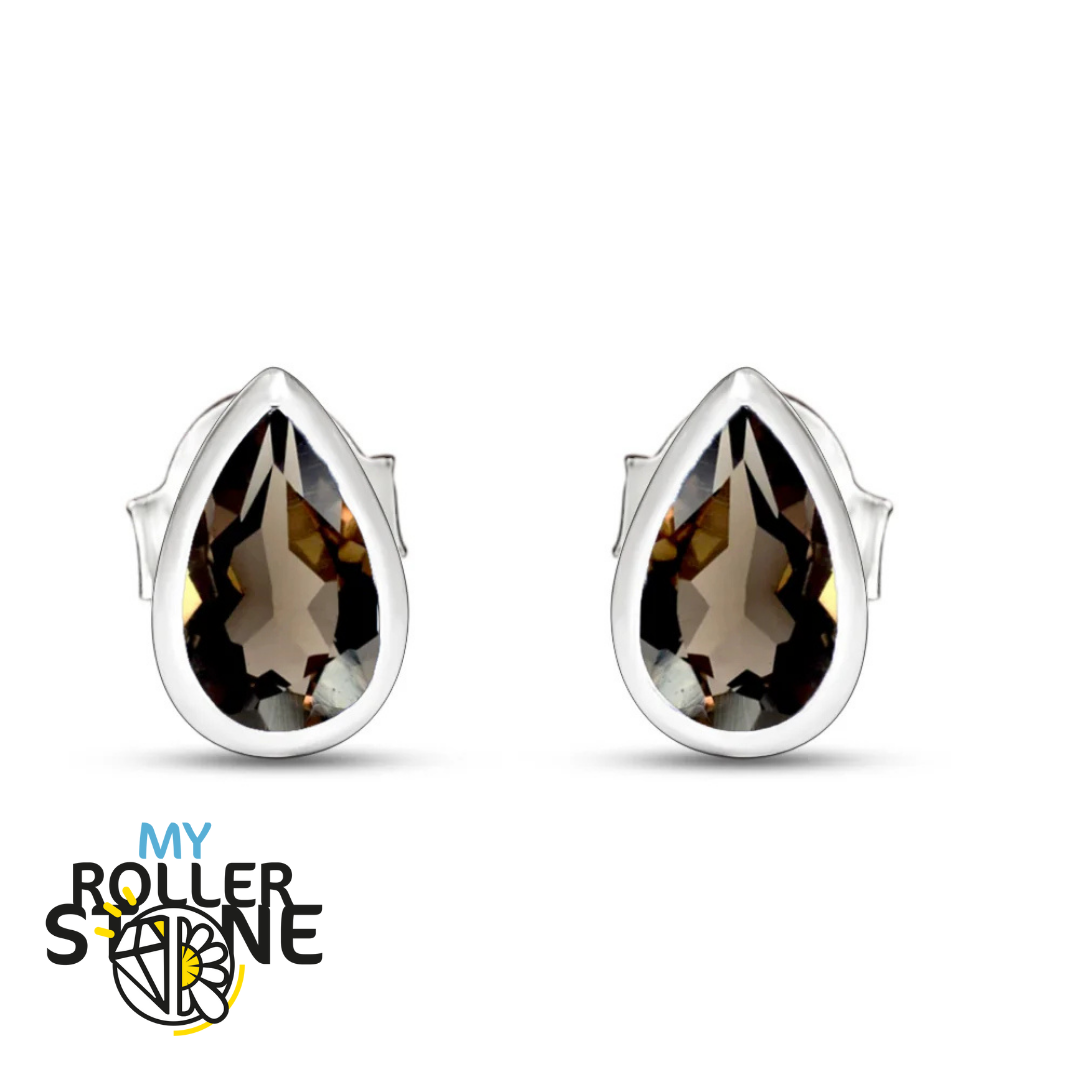 Boucles d’oreilles Quartz Fumé Poire 5X3 MM