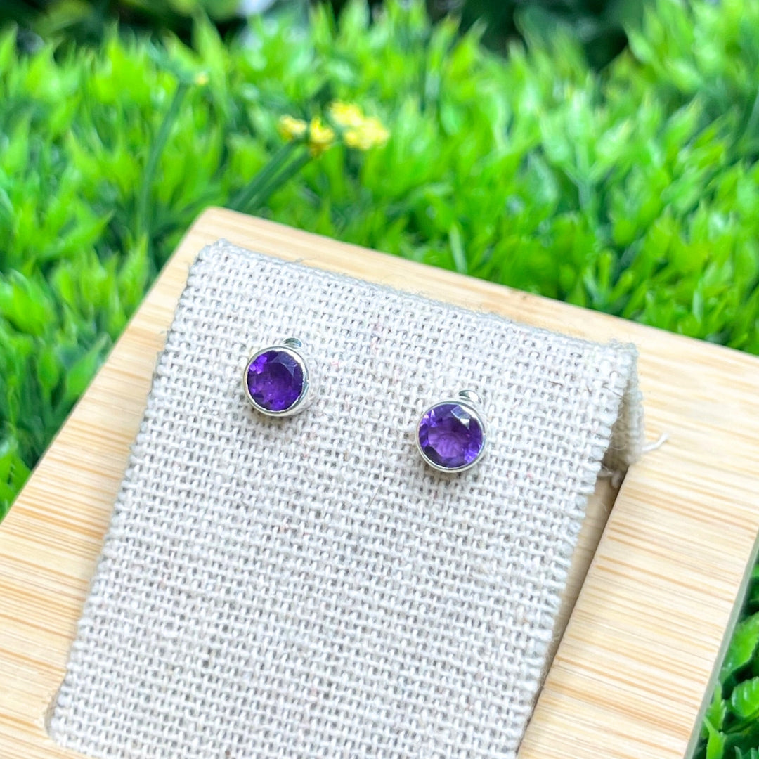 Boucles d’oreilles Rondes Argent 925 Améthyste #1 - Boucles d’oreilles