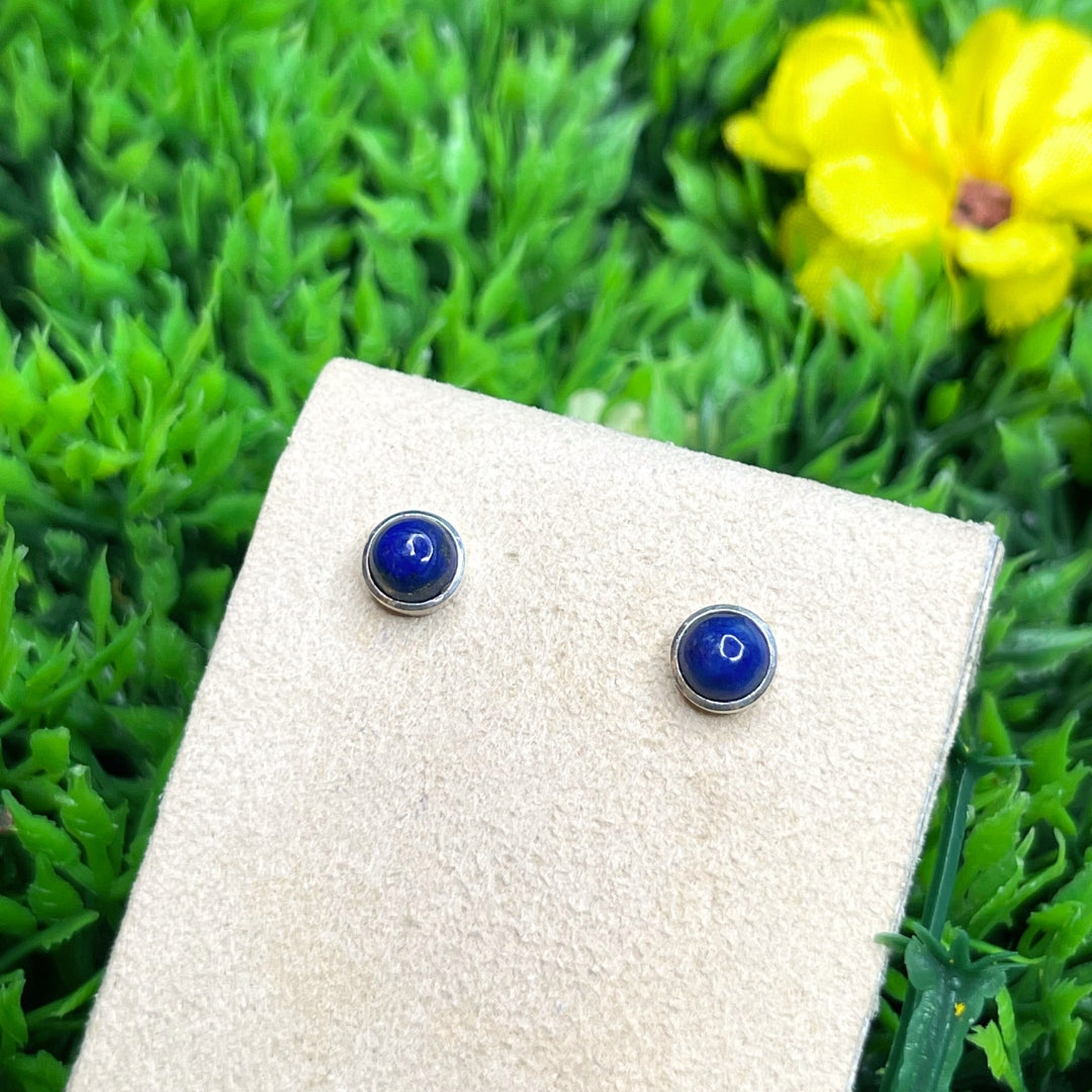 Boucles d'Oreilles Rondes Lapis Lazuli