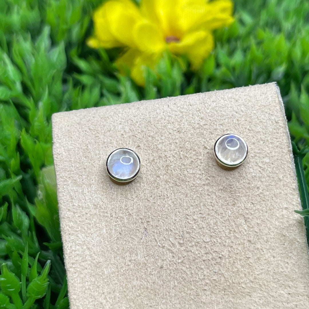 Boucles d'Oreilles Rondes Pierre de Lune