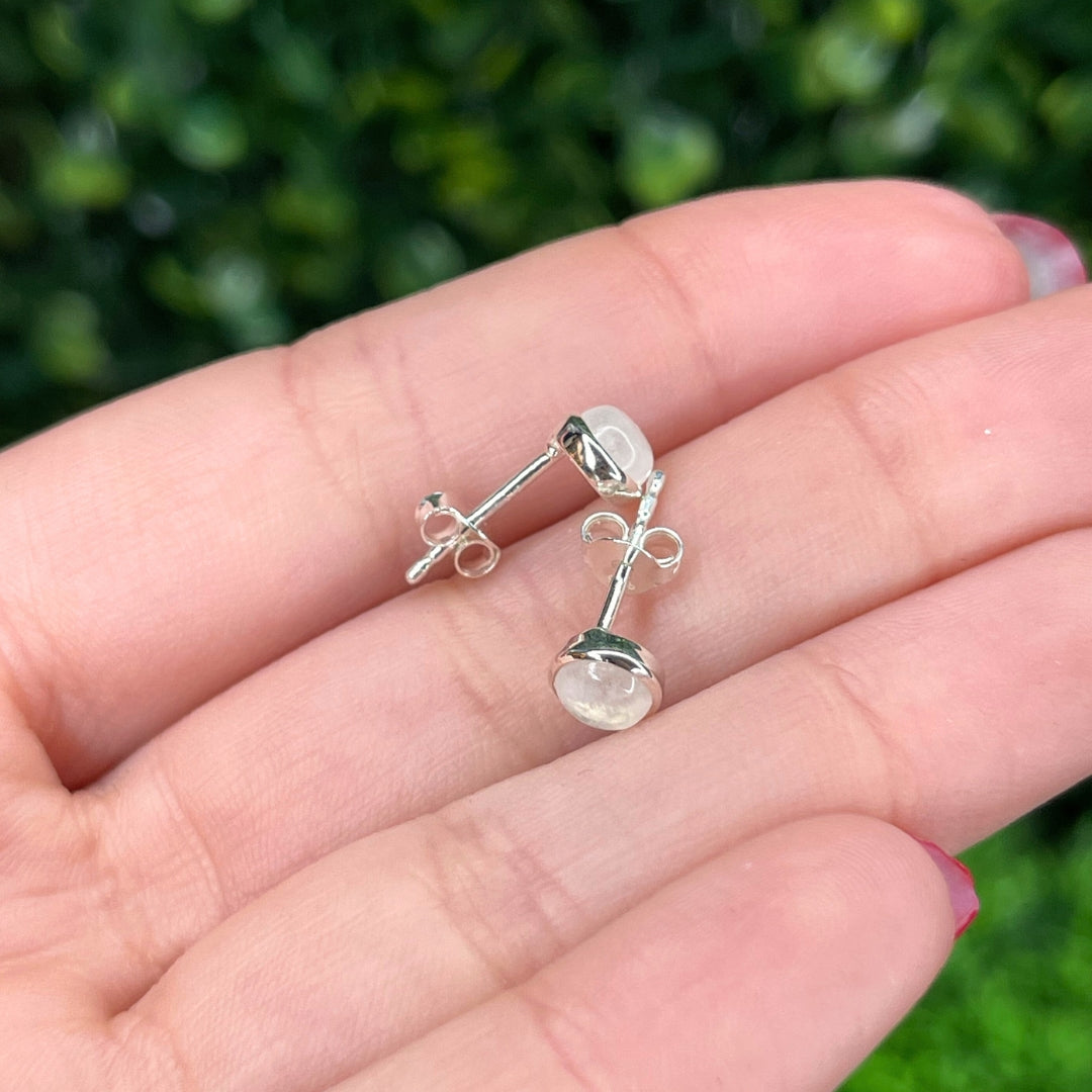 Boucles d'Oreilles Rondes Pierre de Lune