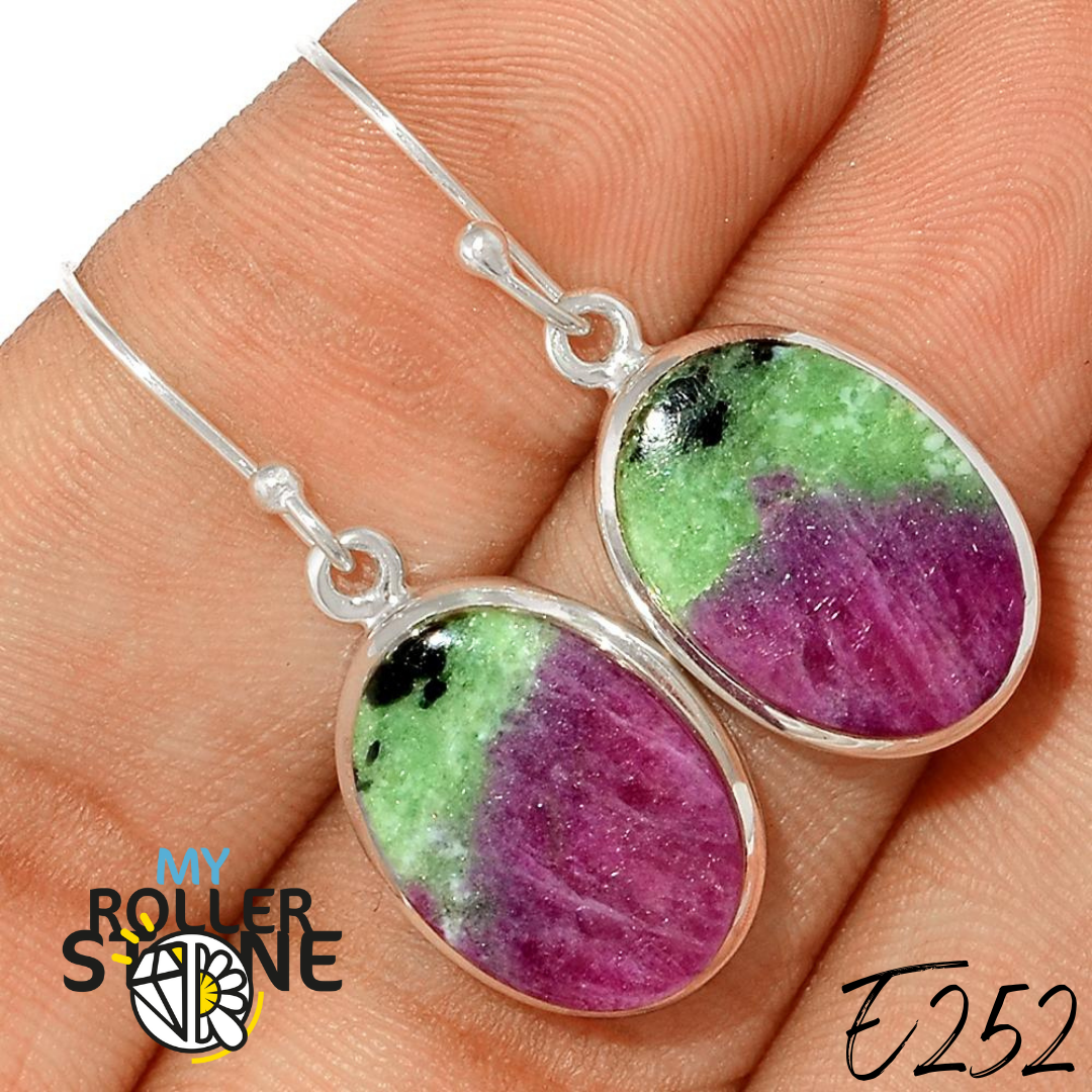 Boucles d’oreilles Rubis Zoïsite E252 - Boucles d’oreilles