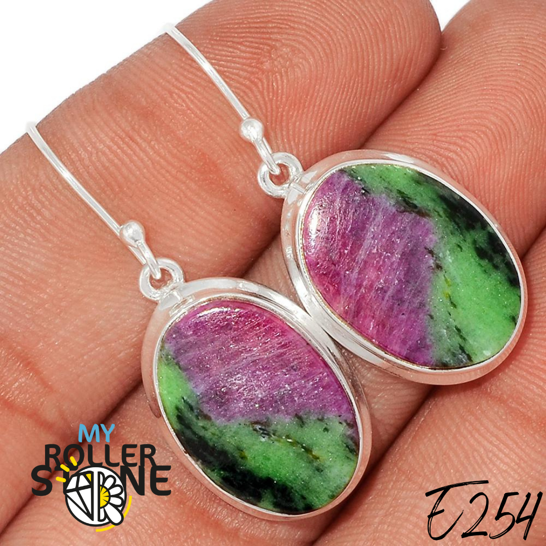 Boucles d’oreilles Rubis Zoïsite E254 - Boucles d’oreilles