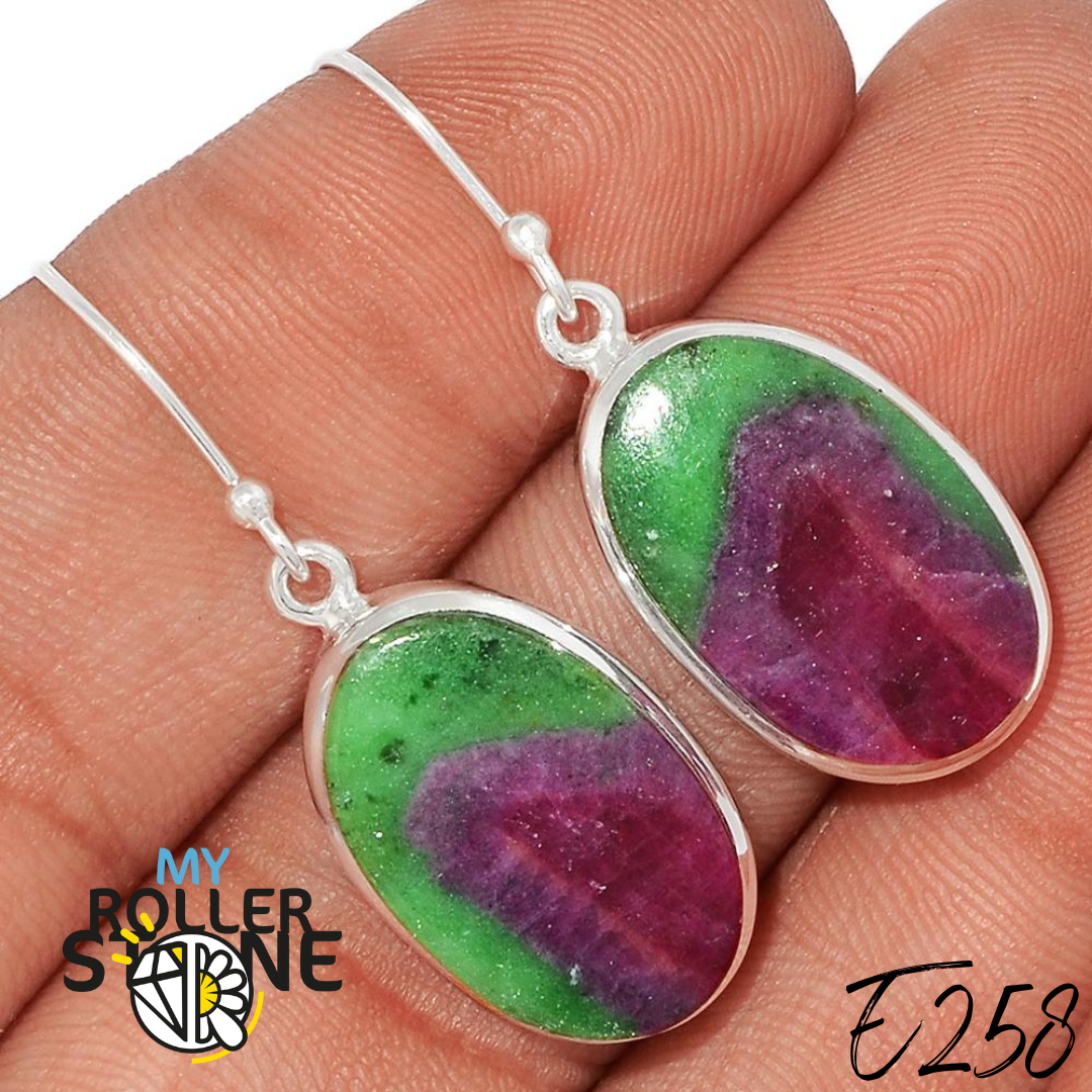 Boucles d’oreilles Rubis Zoïsite E383 - Boucles d’oreilles