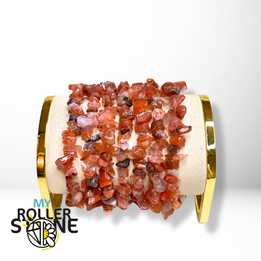 Bracelet Agate Rouge Chips - Perles