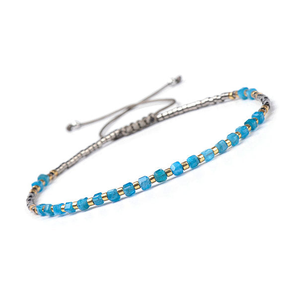 Bracelet Ajustable Apatite et Perles Miyuki
