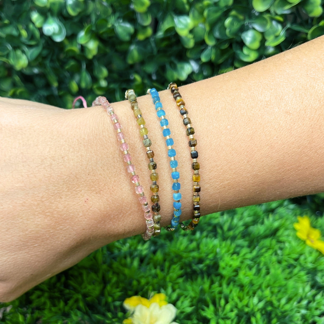Bracelet Ajustable Apatite et Perles Miyuki