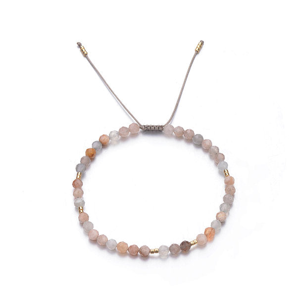 Bracelet Ajustable Mix Pierre de Lune et Pierre du Soleil
