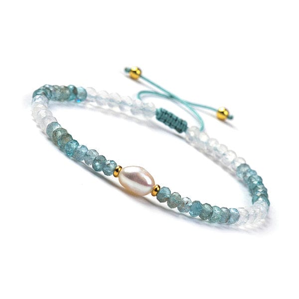 Bracelet Perles Pierre De Lune & Apatite 8 Mm - Fabriqué En France - Neuf Avec étiquettes