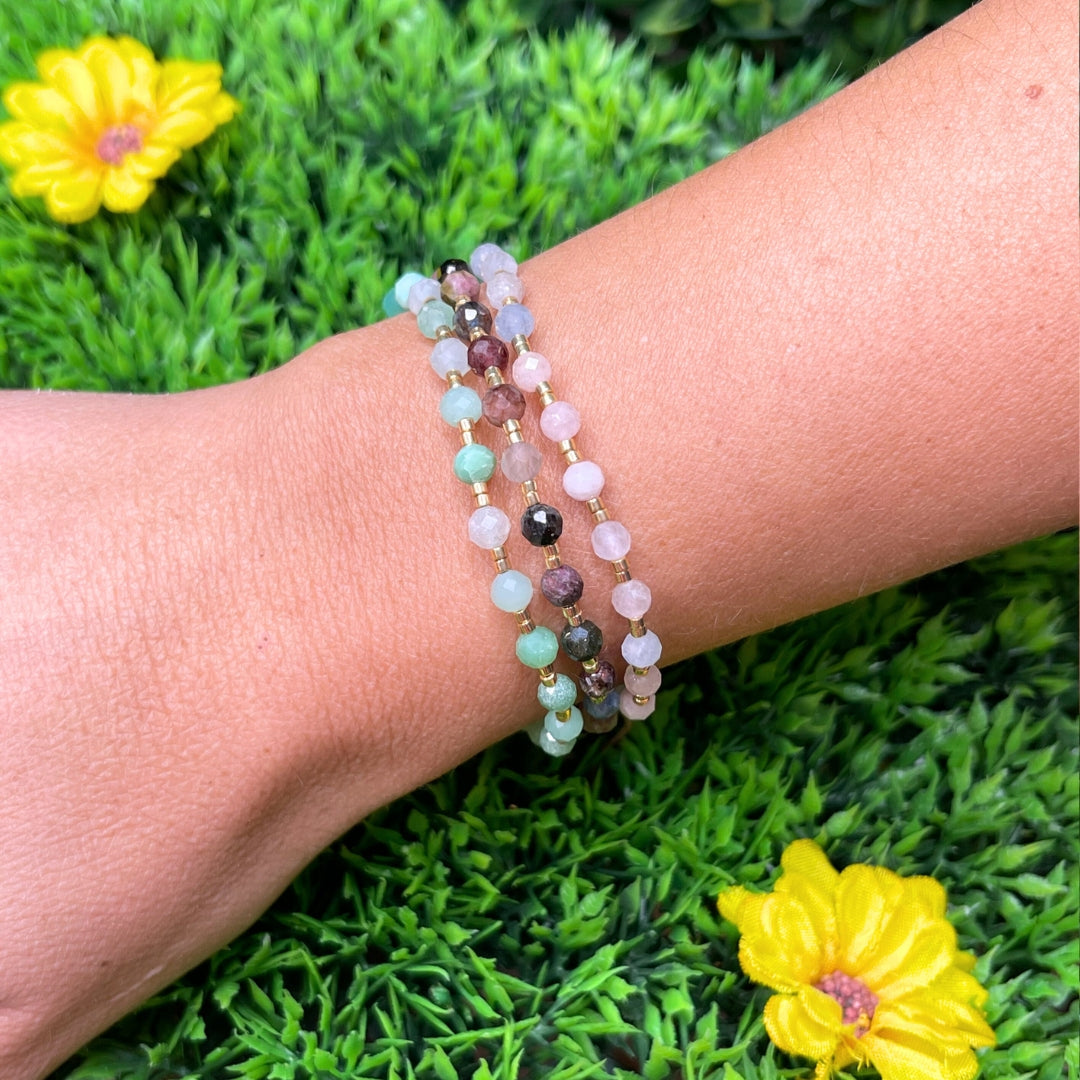 Bracelet Ajustable Tourmaline et Perles Miyuki