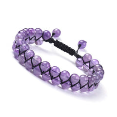 Bracelet Améthyste Pierre Naturelle – Ajustable – Acier Inoxydable – Neuf