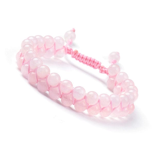Bracelet Ajustable Tressé Quartz Rose