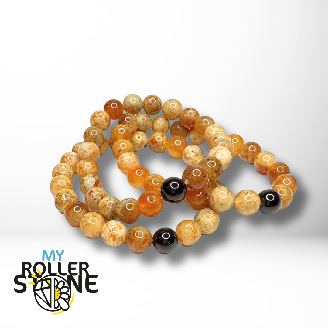 Bracelet Ambre Laiteuse avec 1 perle Ambre noire - Perles