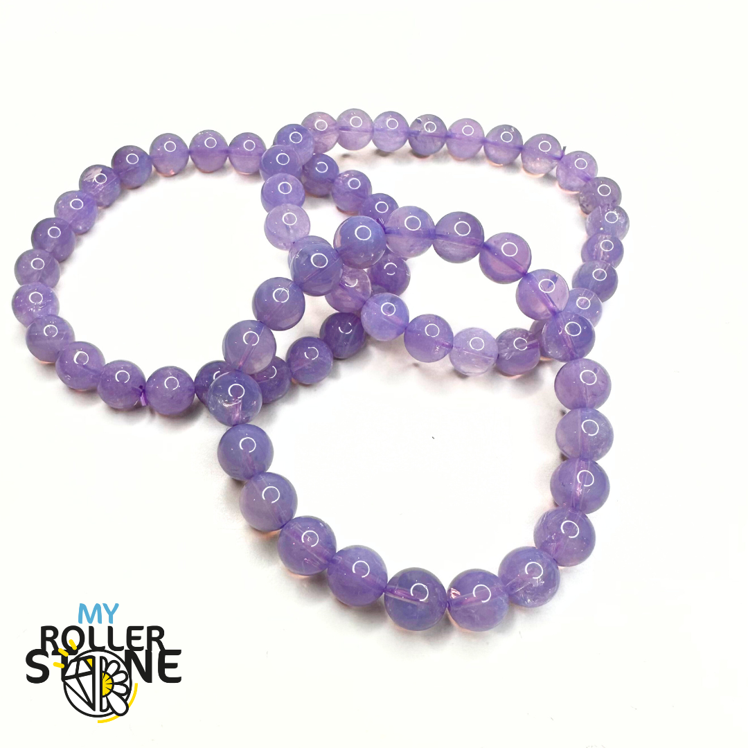 Bracelet Perles Améthyste + Quartz 8 mm. Fabriqué en France Bracelet Perles Améthyste + Quartz 8 mm. Fabriqué en France