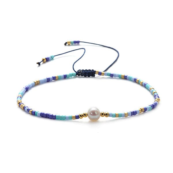 Bracelet Bleu Miyuki réglable Pierre de culture - Bracelets