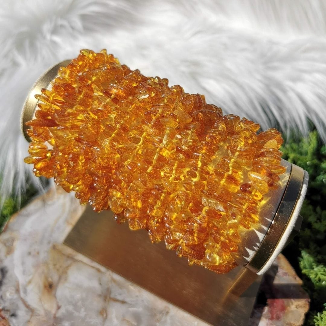 Bracelet chips Ambre couleur miel - Bracelets