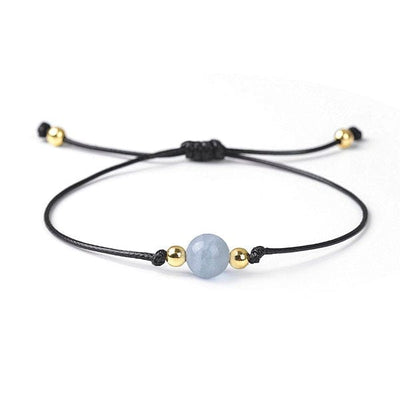 Bracelet cordon perle - Aigue marine - Bracelets