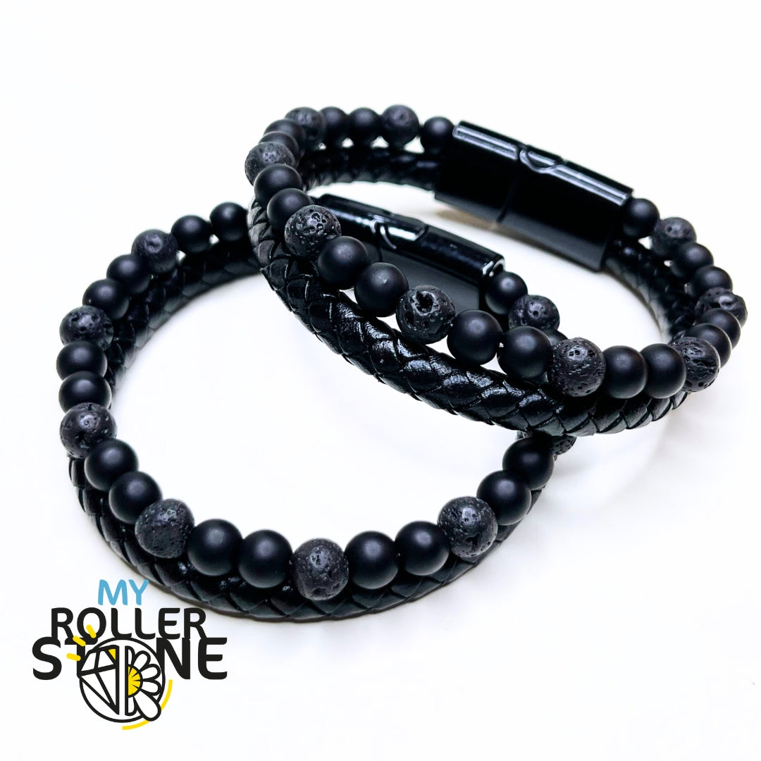 Bracelet Cuir Pierre de Lave