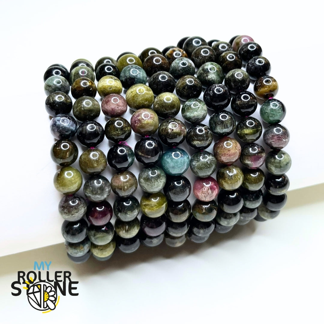 Bracelet en Tourmaline Multicolor Oeil de chat 7A - 8 mm - Bracelets