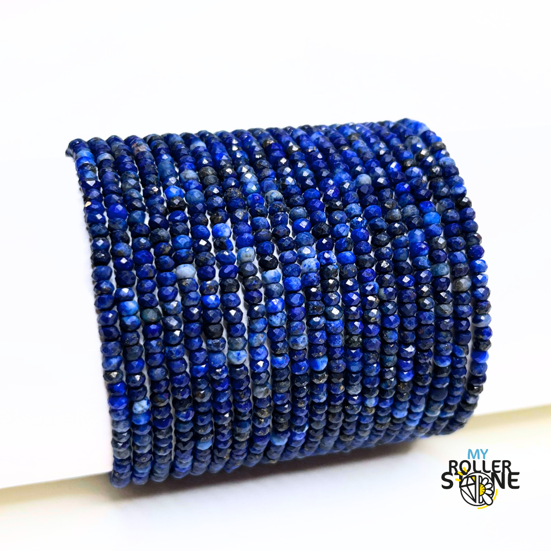 Bracelet labradorite facettée avec lapis lazuli avec boules en argent 925 de 6 mm. - France