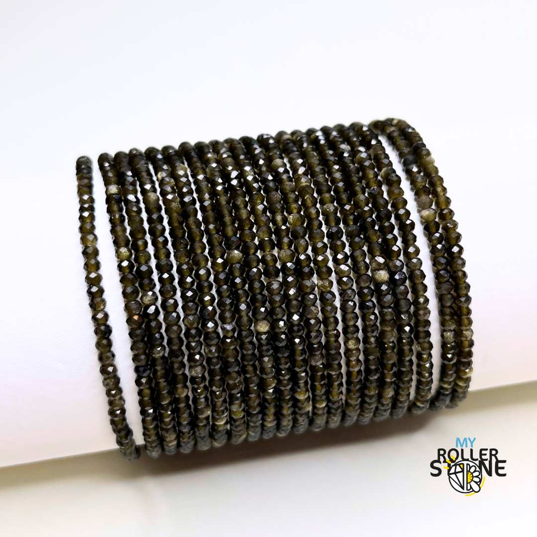 Bracelet Facetté Obsidienne Dorée - Bracelets