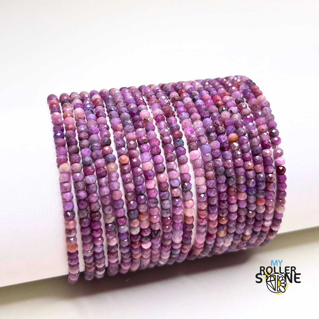 Bracelet Naturosphère En Rubis Zoïsite - Perles Facettées Ultra Mini - Blanc - Neuf