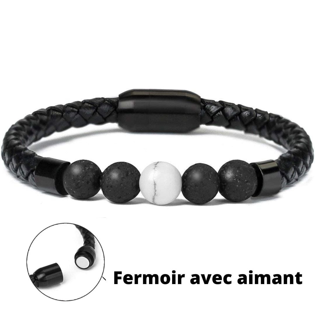 Bracelet homme cuir et perle - Bracelets