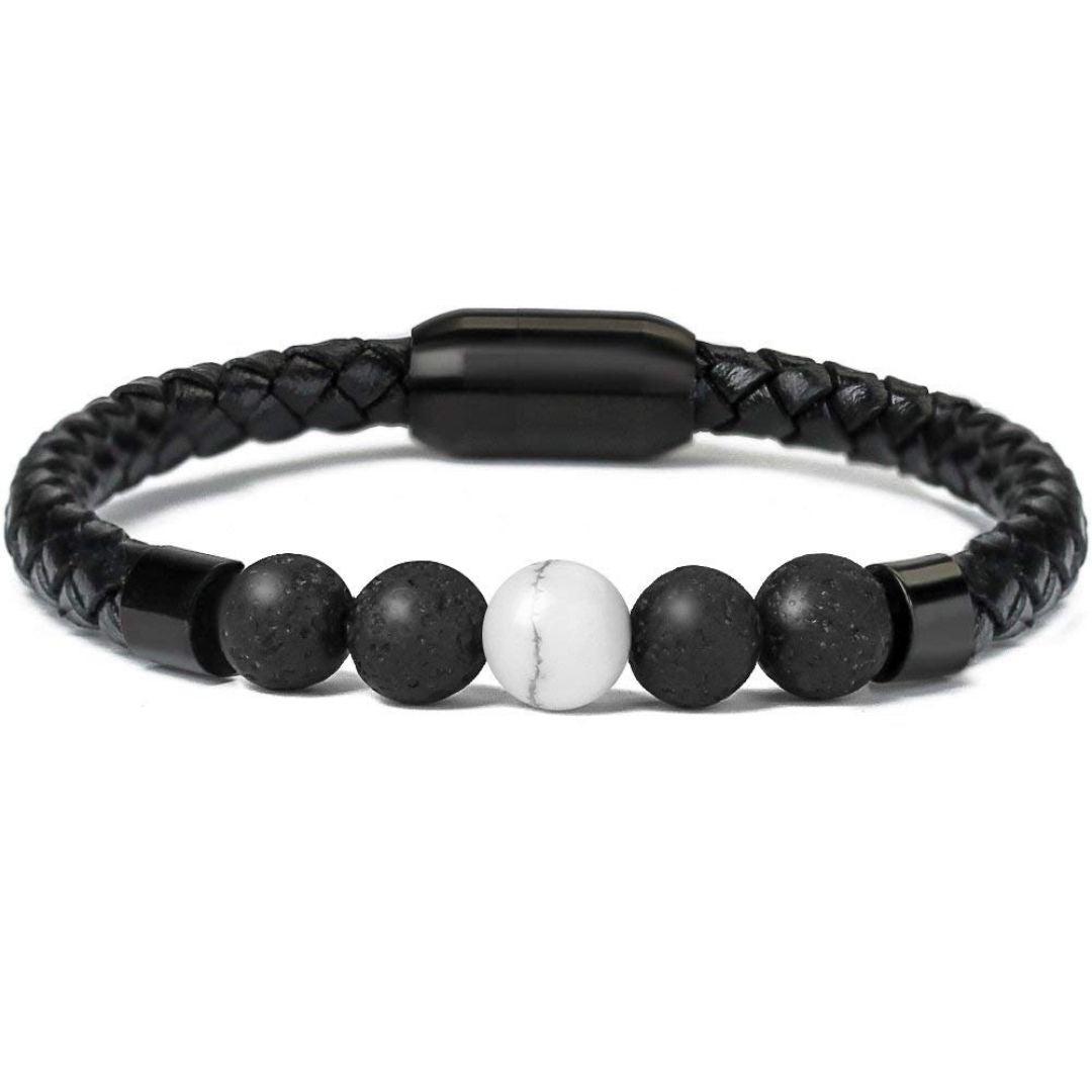 Bracelet homme cuir et perle - Bracelets