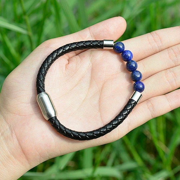 Bracelet homme cuir Lapis lazuli - Bracelets