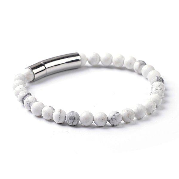 Bracelet Howlite fermoir acier inoxydable - Bracelets