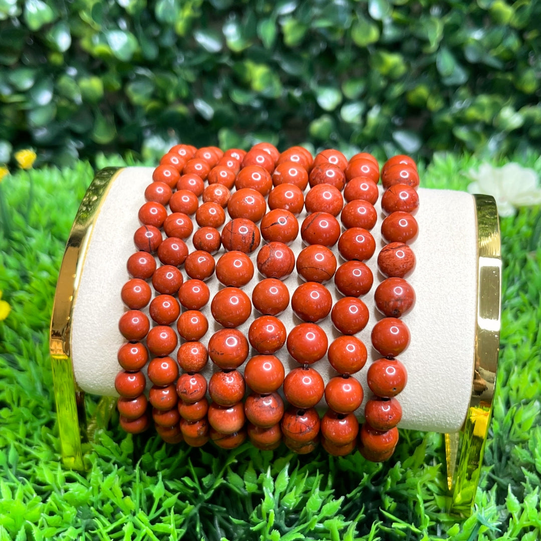 Bracelet Pierre Minérale Jaspe Rouge, 4mm, Escale Sensorielle, Fantaisie, Neuf