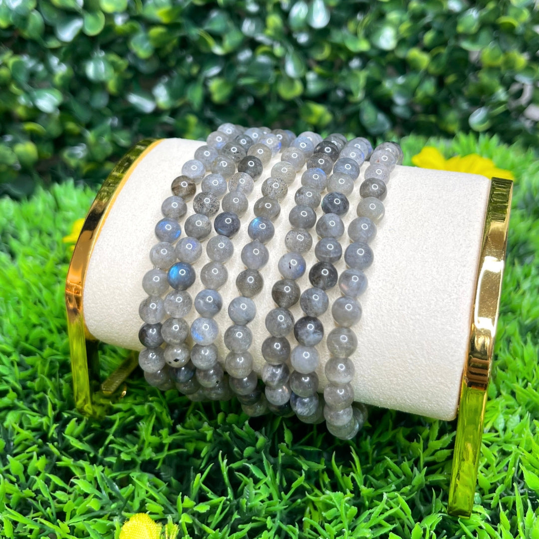 30 Perles En Labradorite Naturelle - 6 Mm - Lot Pour Création De Bijoux