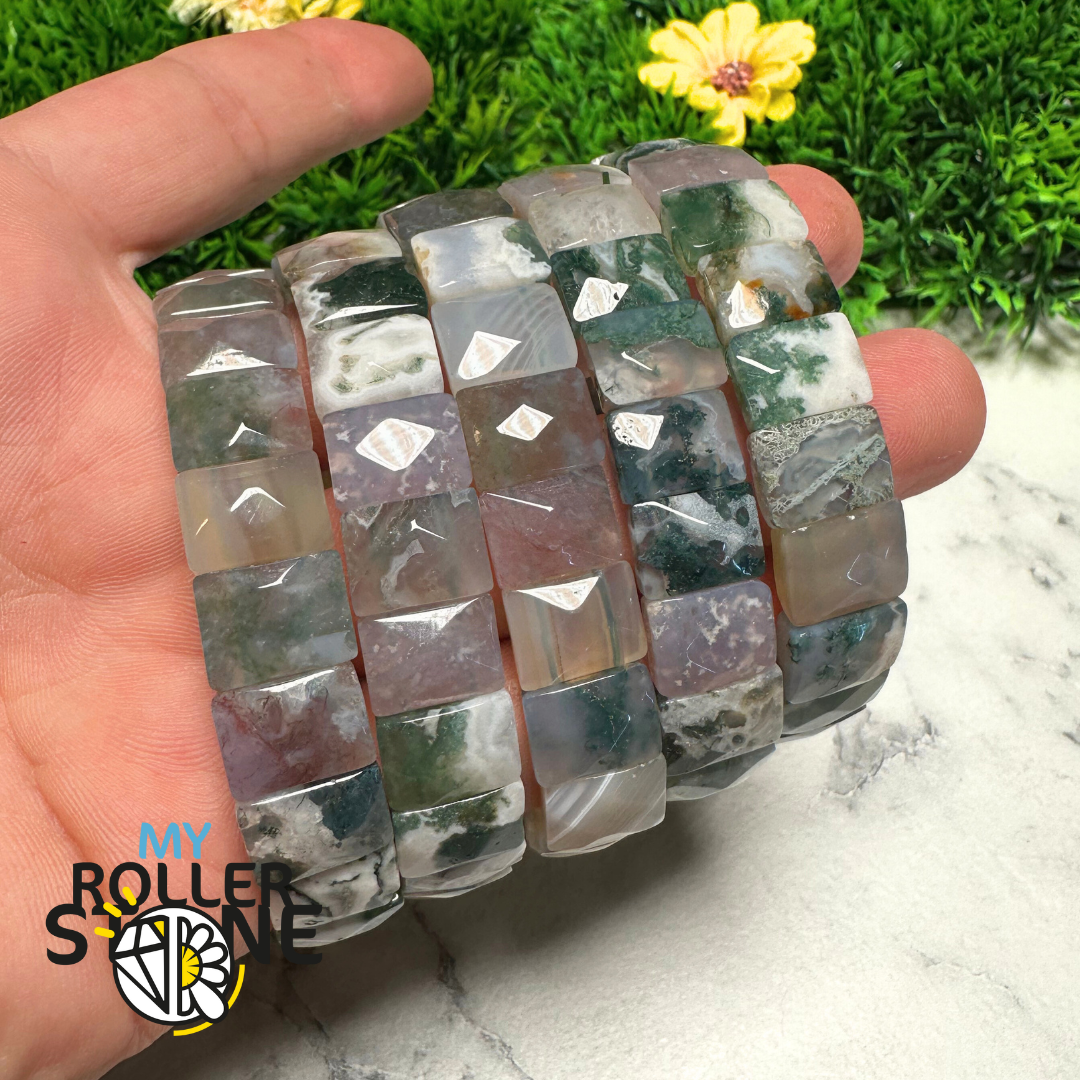 Bracelet Manchette Agate Mousse 5A - Bracelets