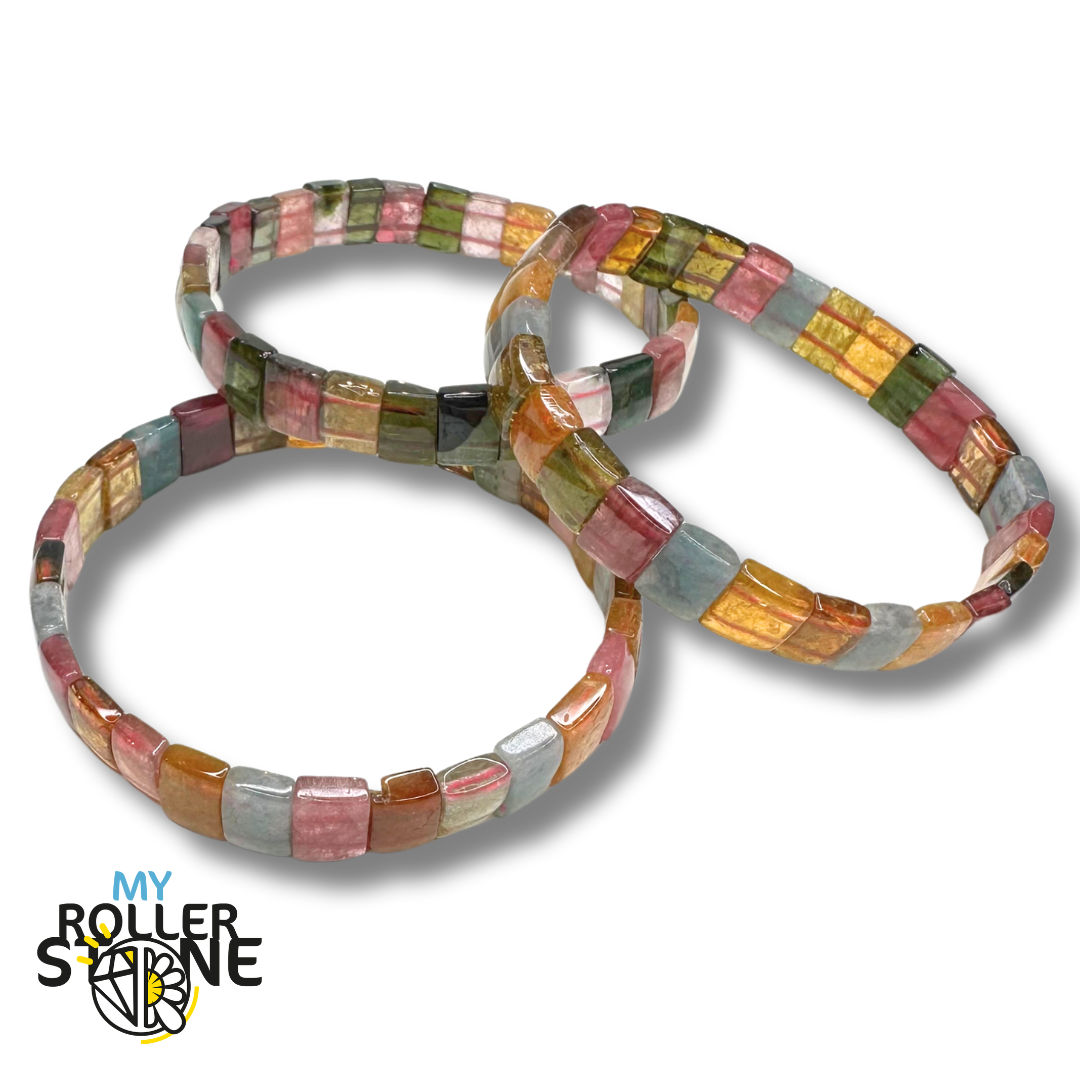Bracelet Manchette Tourmaline multicolore 5A - Perles