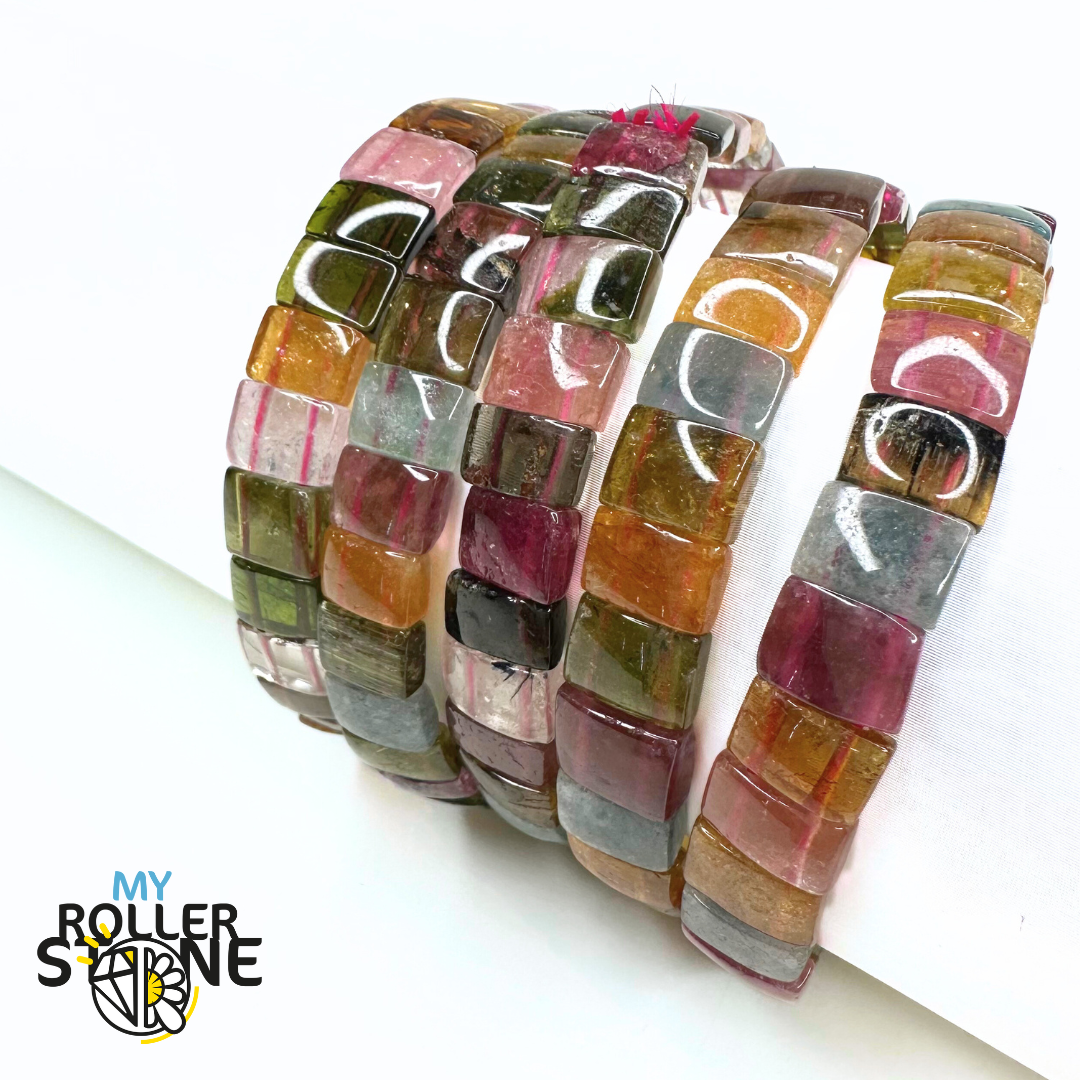 Bracelet Manchette Tourmaline multicolore 5A - Perles