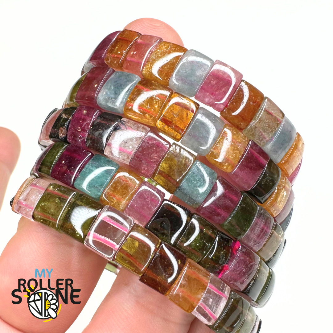 Bracelet Manchette Tourmaline multicolore 5A - Perles