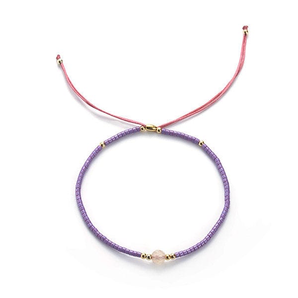 Bracelet réglable quartz rose