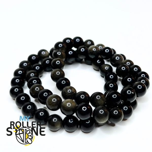 Bracelet Obsidienne dorée