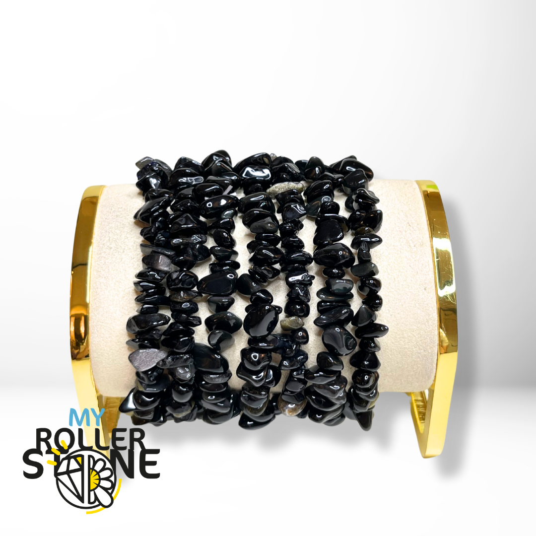 Bracelet Obsidienne Noire Chips - Perles