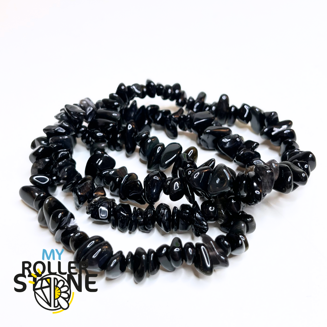 Bracelet Obsidienne Noire Chips - Perles