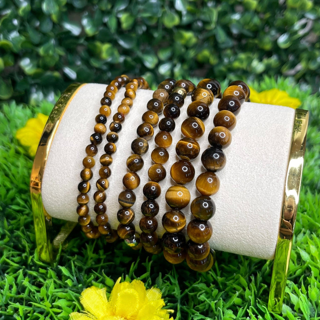 Bracelet œil de tigre sur mesure My Roller Stone aux nuances dorées et brunes